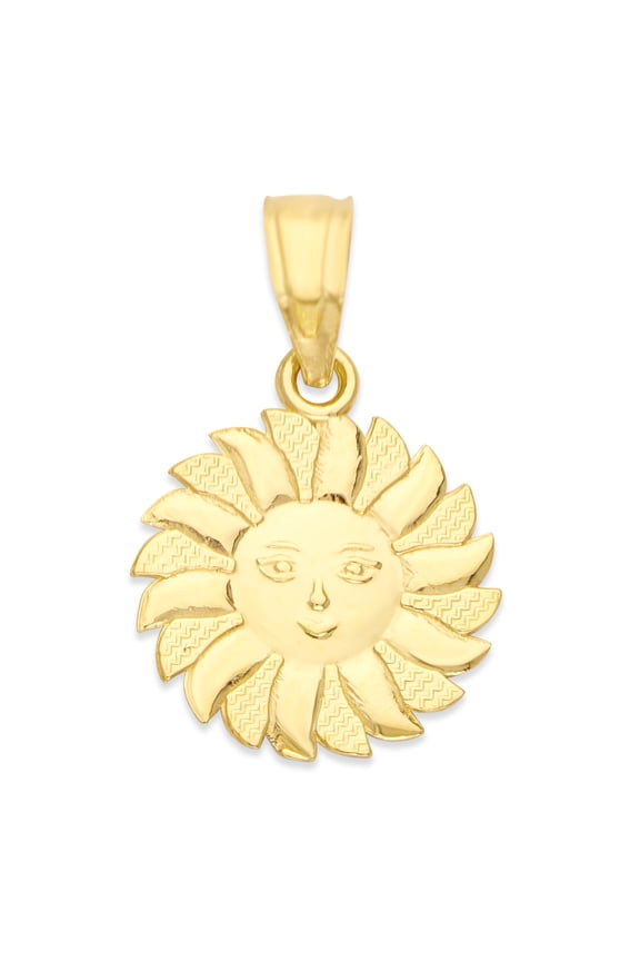 Solid 10k Gold Sun Pendant - Celestial Summer Jewelry Gifts