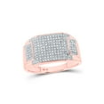 thumbnail image 1 of Solid 10k Rose Gold Men's Round Diamond Rectangle Cluster Engagement Wedding Anniversary Ring Band 1/2 Ct. - Size 9, 1 of 3