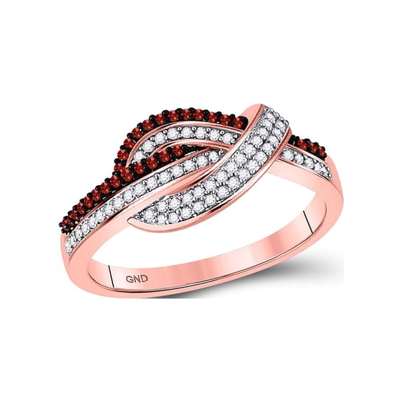 Solid 10k Rose Gold Round Red Diamond Knot Engagement Wedding Anniversary Ring Band 1/4 Ct. - Size 6.5