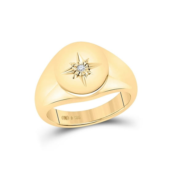 Solid 10k Two Tone White and Yellow Gold Round Diamond Band Engagement Wedding Anniversary Ring 1/12 Ct. - Size 10