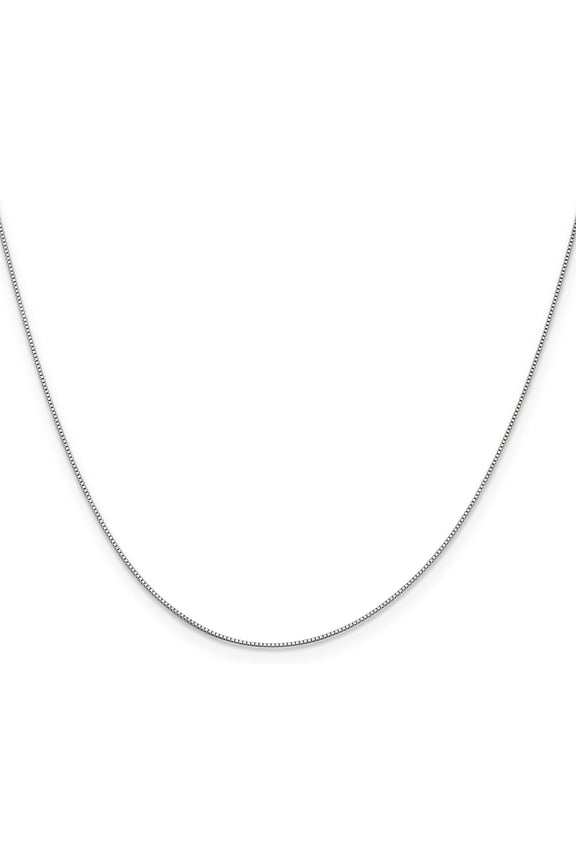 Solid 10k White Gold 0.7mm Box Chain - 22"