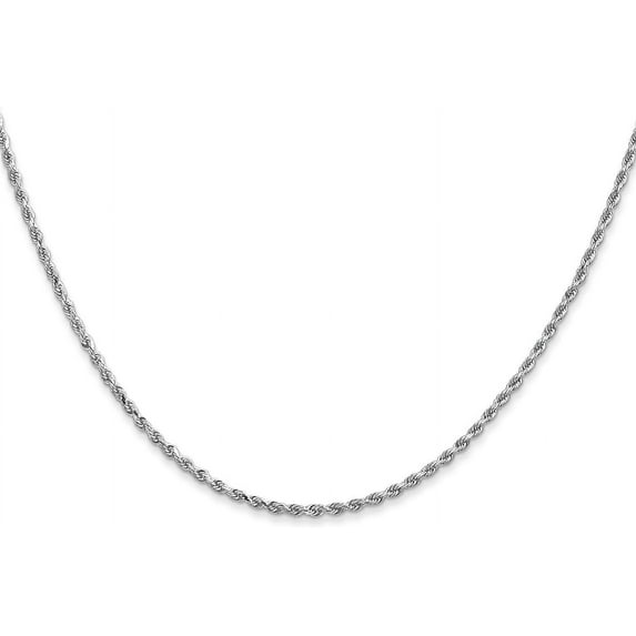 Solid 10k White Gold 1.7mm Diamond-cut Rope Chain - 28"