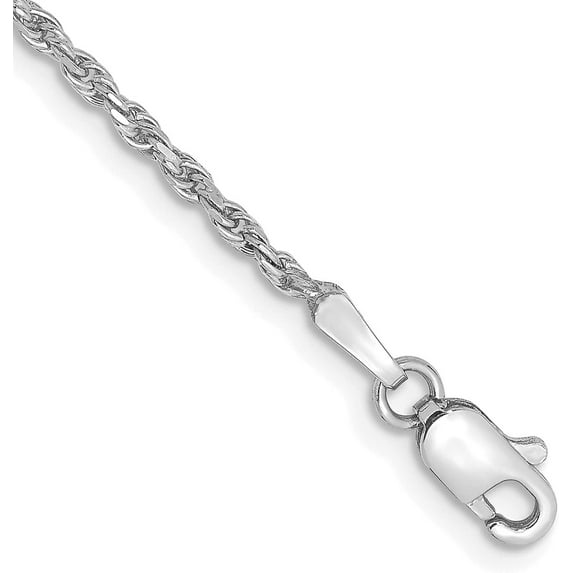 Solid 10k White Gold 1.8mm Diamond Cut Rope Chain - 20"