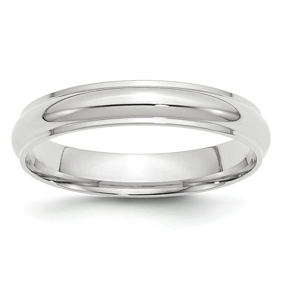 Solid 10k White Gold 4mm Plain Classic Dome with Flat Edge Men's Wedding Band Ring Size 13.5