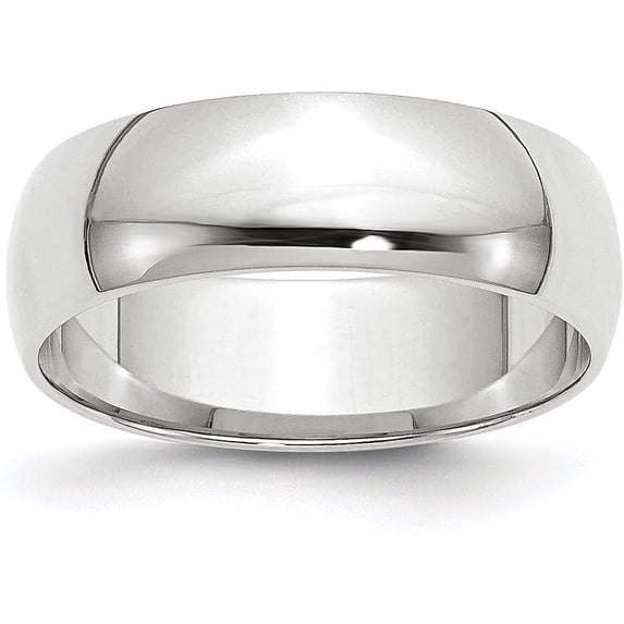 Solid 10k White Gold 6.2mm Lightweight Half Round Wedding Band Size 14 - Ring Size 14.0