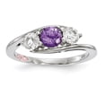 thumbnail image 1 of Solid 10k White Gold Clear Purple Swarovski CZ Cubic Zirconia Topaz Sue Engagement Ring Size 5, 1 of 2
