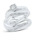 thumbnail image 1 of Solid 10k White Gold Diamond Mens Womens Trio Three Rings Set Matching Engagement Halo Wedding Bridal Matching Engagement Ring Set 1/5 Carat - ( .19 Cttw ) - Ladies Size 6 - Mens Size 11.5, 1 of 7