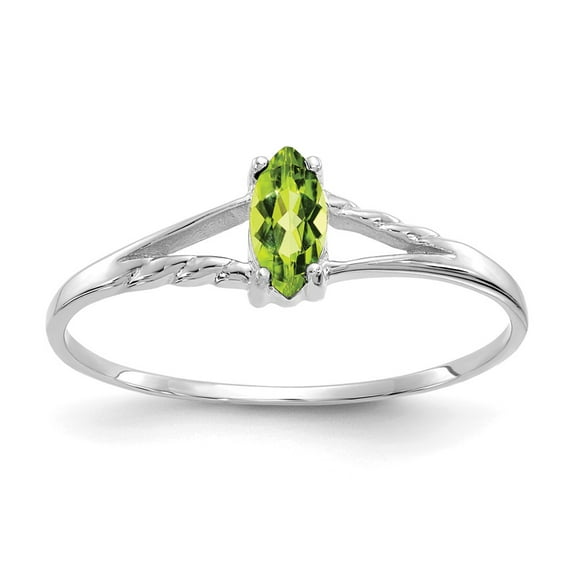 Solid 10k White Gold Genuine Peridot Green August Gemstone Birthstone Marquise Engagement Ring Size 5