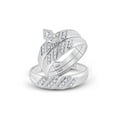 thumbnail image 1 of Solid 10k White Gold His and Hers Marquise Diamond Solitaire Matching Couple Three Rings Bridal Engagement Ring Wedding Bands Set 1/4 Ct. - (L = 6, M = 11.5), 1 of 4