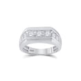 thumbnail image 1 of Solid 10k White Gold Men's Round Diamond Squared Edges Single Row Band Engagement Wedding Anniversary Ring 1.00 Ct. - Size 10.5, 1 of 2