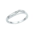 thumbnail image 1 of Solid 10k White Gold Round Diamond Simple Single Row Band Engagement Wedding Anniversary Ring .03 Ct. - Size 5.5, 1 of 2