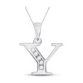thumbnail image 1 of Solid 10k White Gold Round Diamond Y Initial Letter Pendant 1/20 Ct., 1 of 3