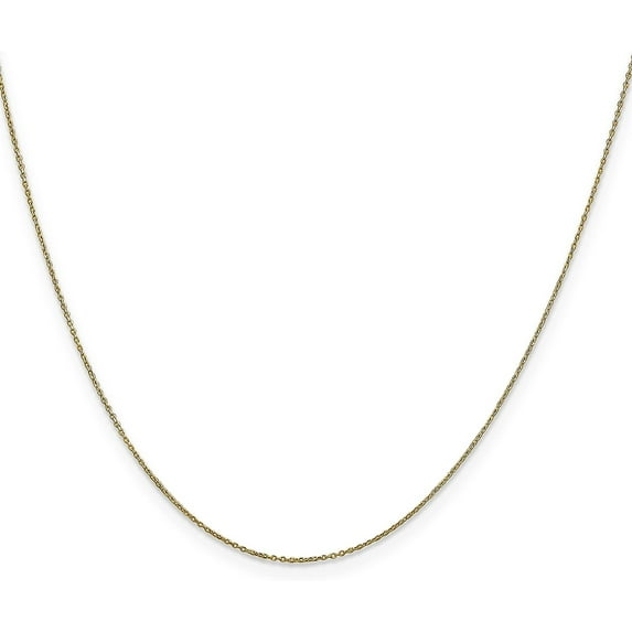 Solid 10k Yellow Gold 0.8mm Diamond Cut Round Open Link Cable Chain - 18"