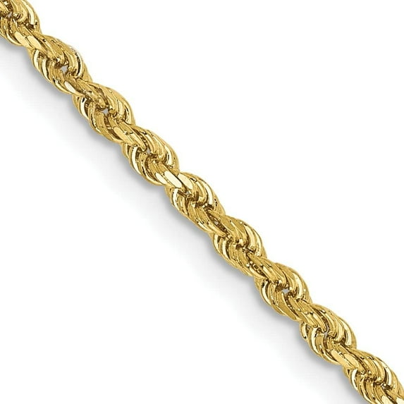 Solid 10k Yellow Gold 2.2mm Diamond-cut Rope Chain Anklet - 9" Bracelet