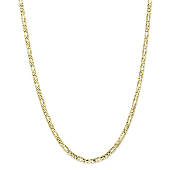 Solid 10k Yellow Gold 4mm Concave Figaro Chain Necklace 16" - with Secure Lobster Lock Clasp