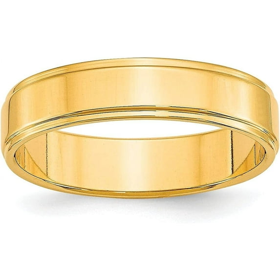 Solid 10k Yellow Gold 5.2mm Flat with Step Edge Wedding Band Size 9 - Ring Size 9.0
