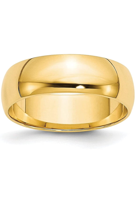 Solid 10k Yellow Gold 6.2mm Lightweight Half Round Wedding Band Size 11 - Ring Size 11.0