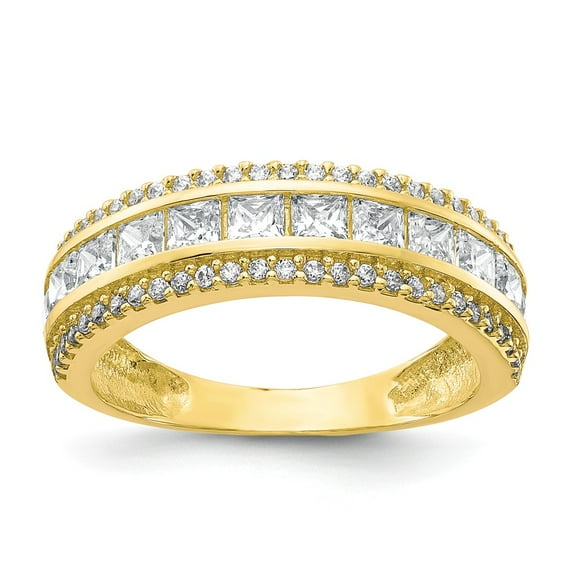 Solid 10k Yellow Gold CZ Cubic Zirconia Anniversary Ring Band Size 9