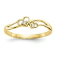 thumbnail image 1 of Solid 10k Yellow Gold CZ Cubic Zirconia Double Heart Ring Band Size 9, 1 of 6