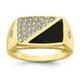 thumbnail image 1 of Solid 10k Yellow Gold CZ Cubic Zirconia and Onyx Men's Ring Band Size 11.5, 1 of 6