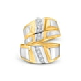 thumbnail image 1 of Solid 10k Yellow Gold His and Hers Marquise Diamond Solitaire Matching Couple Three Rings Bridal Engagement Ring Wedding Bands Set 1/4 Ct. - (L = 7, M = 9.5), 1 of 2
