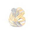 thumbnail image 1 of Solid 10k Yellow Gold His and Hers Round Diamond Cluster Matching Couple Three Rings Bridal Engagement Ring Wedding Bands Set 3/8 Ct. - (L = 5.5, M = 10), 1 of 4