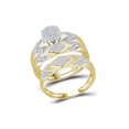 thumbnail image 1 of Solid 10k Yellow Gold His and Hers Round Diamond Cluster Matching Couple Three Rings Bridal Engagement Ring Wedding Bands Set 3/8 Ct. - (L = 5, M = 9.5), 1 of 5
