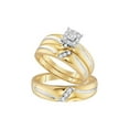 thumbnail image 1 of Solid 10k Yellow Gold His and Hers Round Diamond Solitaire Matching Couple Three Rings Bridal Engagement Ring Wedding Bands Set 1/5 Ct. - (L = 9, M = 8), 1 of 2