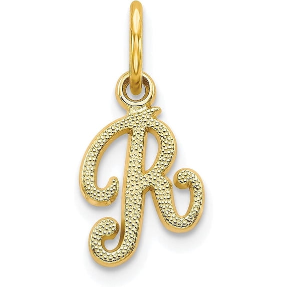 Solid 10k Yellow Gold Initial R Charm