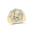 thumbnail image 1 of Solid 10k Yellow Gold Men's Round Diamond Eagle Cluster Engagement Wedding Anniversary Ring Band 1/4 Ct. - Size 9, 1 of 3