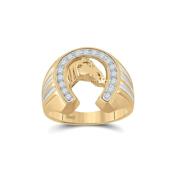 Solid 10k Yellow Gold Men's Round Diamond Horseshoe Engagement Wedding Anniversary Ring Band 1/4 Ct. - Size 9