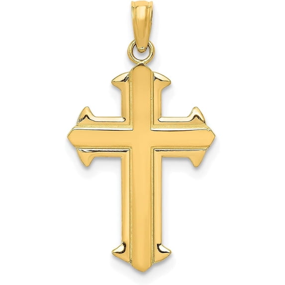 Solid 10k Yellow Gold Polished Cross Pendant - 27mm