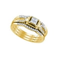 thumbnail image 1 of Solid 10k Yellow Gold Princess Cut Diamond Bridal Wedding Engagement Ring Band Set 1/4 Ct. - Size 7, 1 of 2