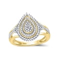 thumbnail image 1 of Solid 10k Yellow Gold Round Diamond Concentric Teardrop Cluster Engagement Wedding Anniversary Ring Band 1/4 Ct. - Size 6, 1 of 5