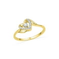 thumbnail image 1 of Solid 10k Yellow Gold Round Diamond Heart Bridal Engagement Wedding Anniversary Ring Band 1/12 Ct. - Size 5, 1 of 2