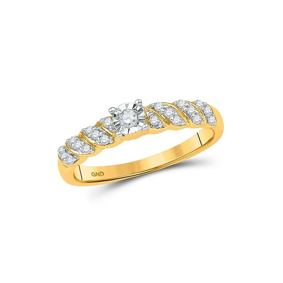 Solid 10k Yellow Gold Round Diamond Solitaire Bridal Engagement Wedding Anniversary Ring Band 1/5 Ct. - Size 5.5