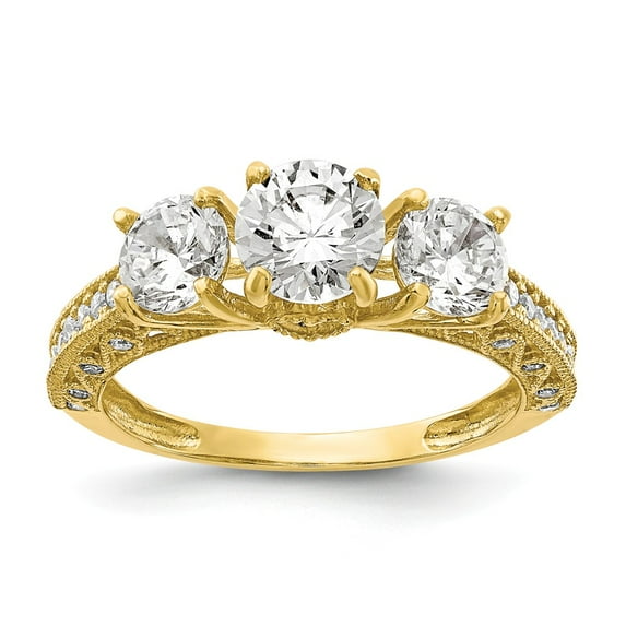 Solid 10k Yellow Gold Tiara Collection Polished CZ Cubic Zirconia Ring - Size 6