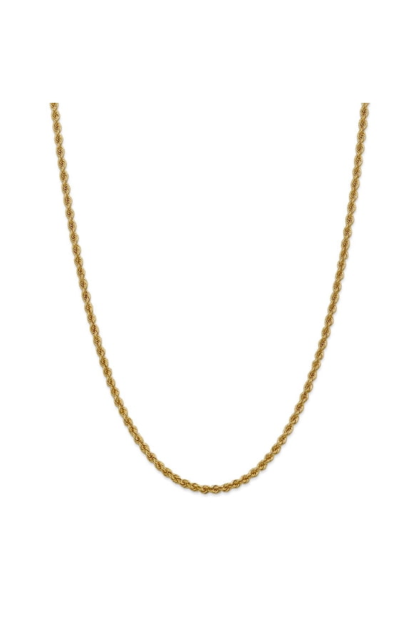 Solid 14K 3mm Handmade Regular Rope Chain Bracelet / Anklet