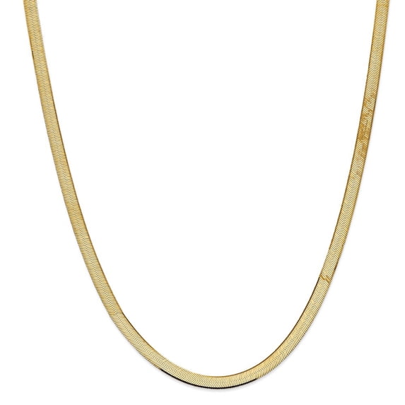 Solid 14K 5.5mm Silky Herringbone Chain Bracelet / Anklet