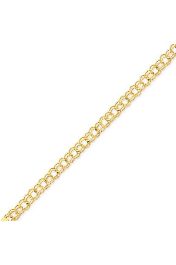 Solid 14K Double Link Charm Bracelet