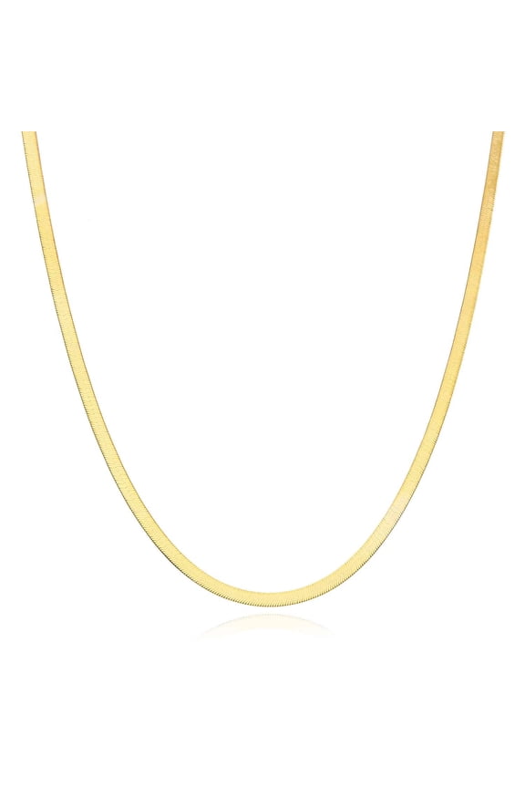 Solid 14K Gold 3mm Imperial Herringbone Chain Necklace 16"-24"