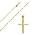 thumbnail image 1 of Solid 14K Gold Box Chain Cross Pendant Necklace - Choose Chain Length and Width (22.0, Box Chain - 0.8mm), 1 of 5