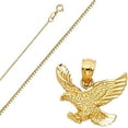 thumbnail image 1 of Solid 14K Gold Box Chain Eagle Pendant Necklace Set (Box Chain 0.8 mm, 18.0 Inches), 1 of 5