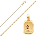 thumbnail image 1 of Solid 14K Gold Box Chain Guadalupe Enamel Picture Religious Pendant Necklace - Choose Length 16" to 24" (0.8 mm, 20.0 Inches), 1 of 5
