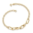 thumbnail image 1 of Solid 14K Gold Polished Textured Fancy Link Bracelet, 1 of 1