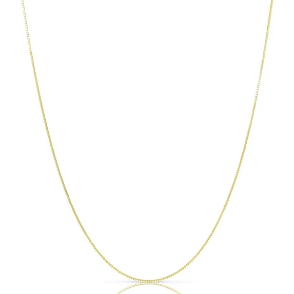 Solid 14K Gold Vermeil Sterling Silver Box Chain Necklaces 0.8MM-1MM, Made In Italy,Next Level Jewelry