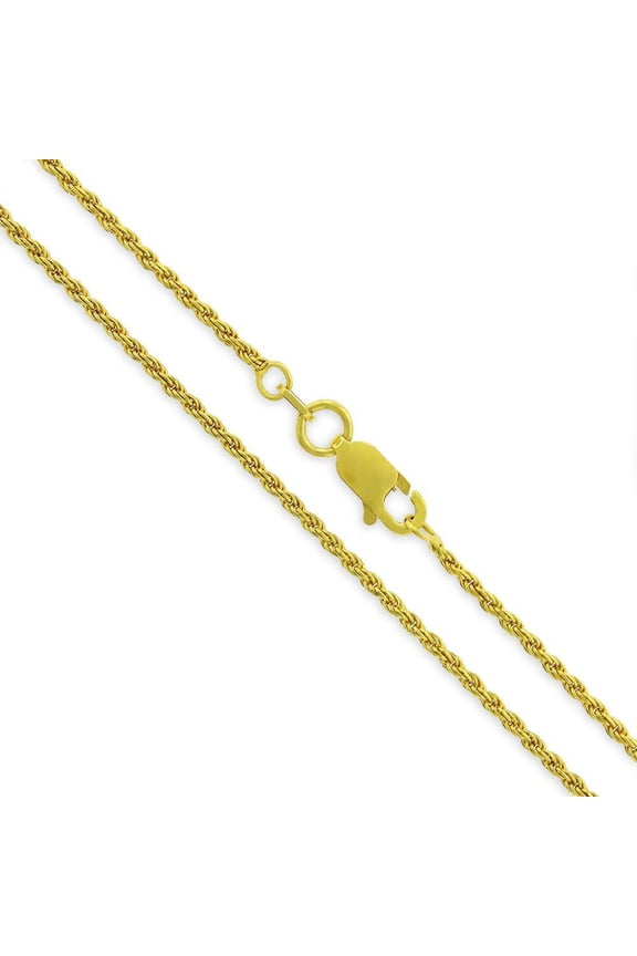Solid 14K Gold Vermeil Sterling Silver Rope Diamond-Cut Necklace Chains 1.5MM - 5.5MM, Gold Chain for Men & Women, Made In Italy, Next Level Jewelry