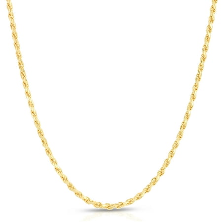 Solid 14K Gold Vermeil Sterling Silver Rope Diamond-Cut Necklace Chains 1.5MM - 5.5MM, Gold Chain for Men & Women, Made In Italy, Next Level Jewelry