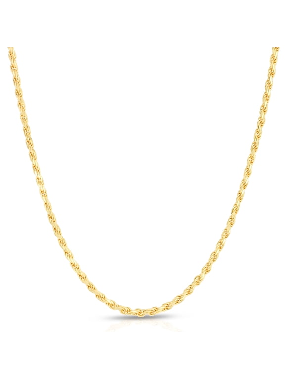 Solid 14K Gold Vermeil Sterling Silver Rope Diamond-Cut Necklace Chains 1.5MM - 5.5MM, Gold Chain for Men & Women, Made In Italy, Next Level Jewelry