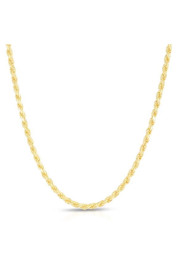 Solid 14K Gold Vermeil Sterling Silver Rope Diamond-Cut Necklace Chains 1.5MM - 5.5MM, Gold Chain for Men & Women, Made In Italy, Next Level Jewelry